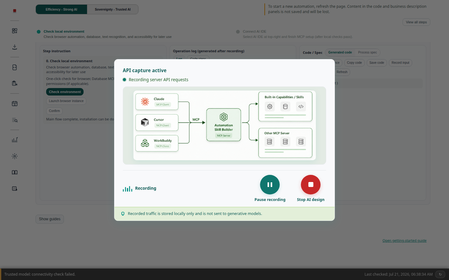 Recording automation steps
