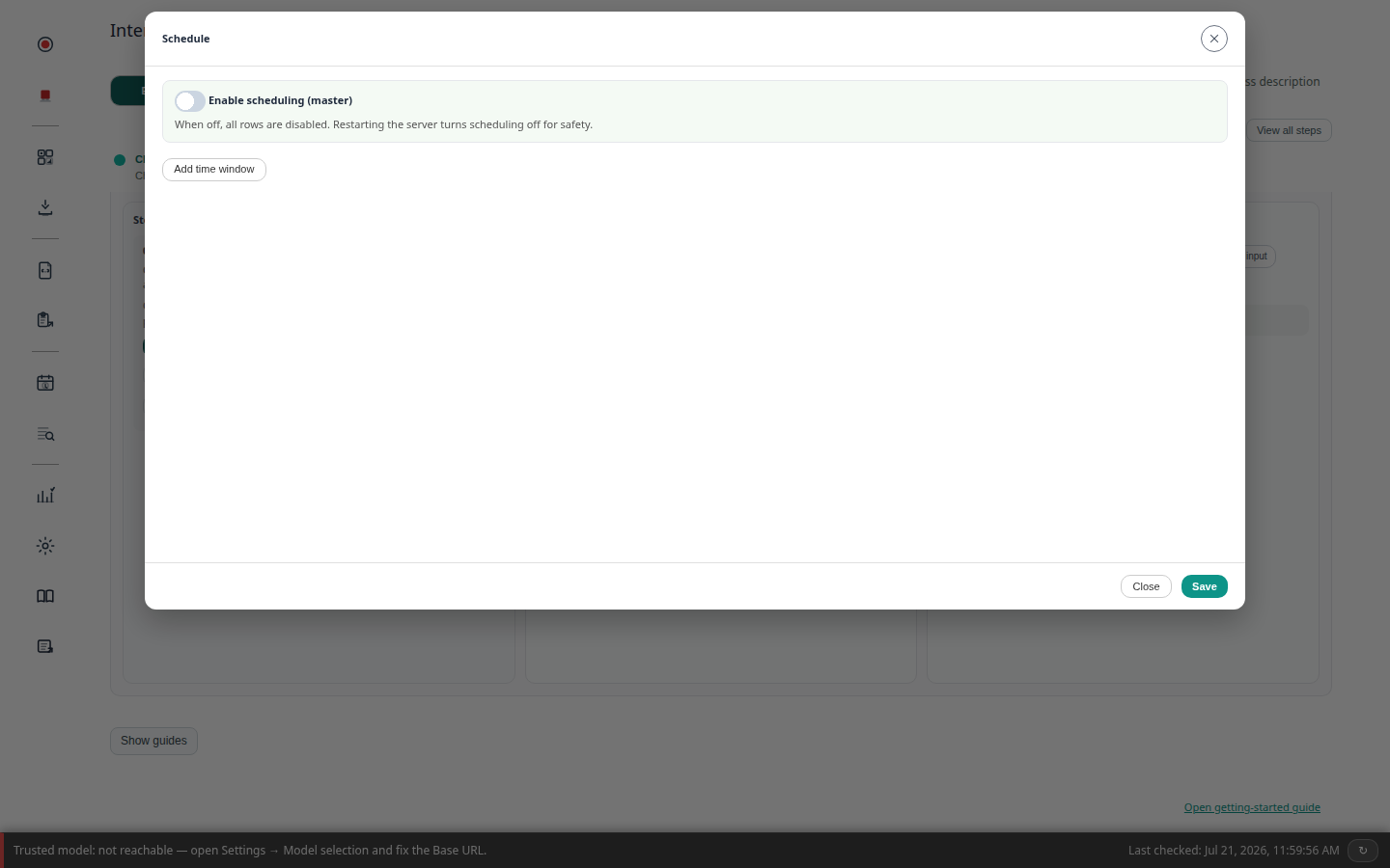 In-app Schedule dialog