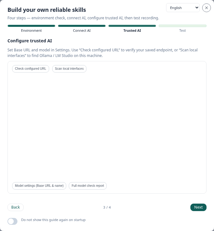 Welcome wizard step 3 — Configure trusted AI